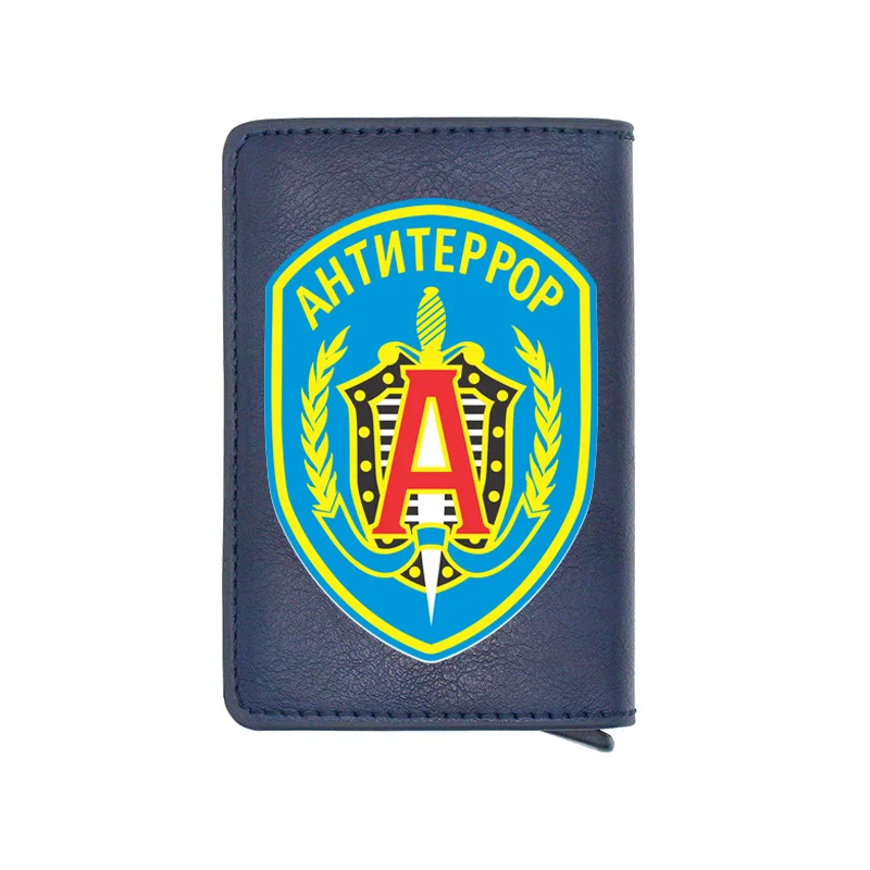 

Vintage CCCP ала - спеиалн сил Digital Printing Leather Card Holder Wallet RFID Blocking Men Women Short Purse